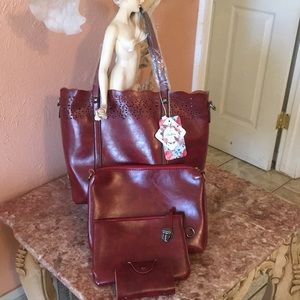 Gorgeous wine color purse with matching small bags